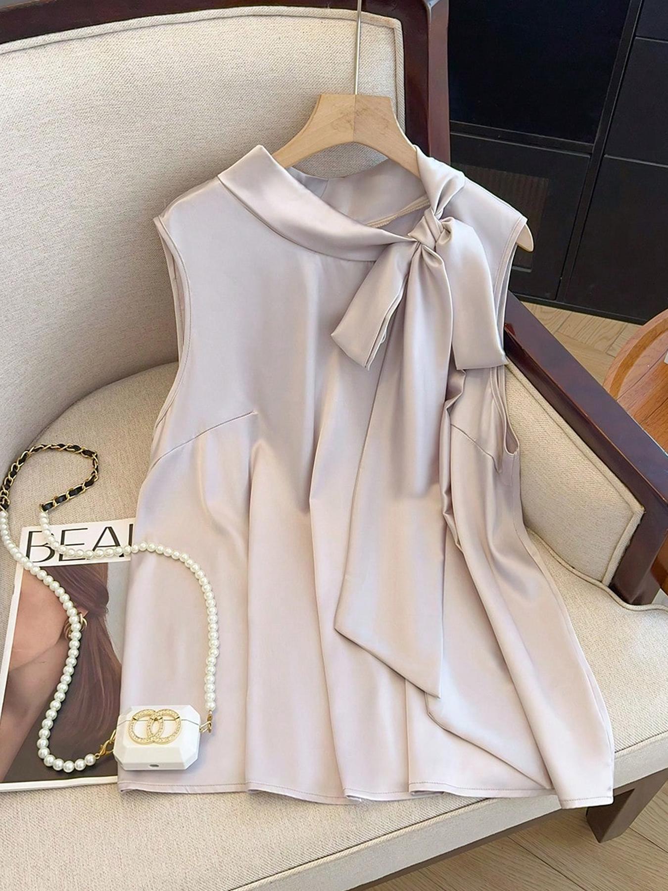 Summer Clothing Plus Size Women - 【Plus Size】 Solid Color Tie Front