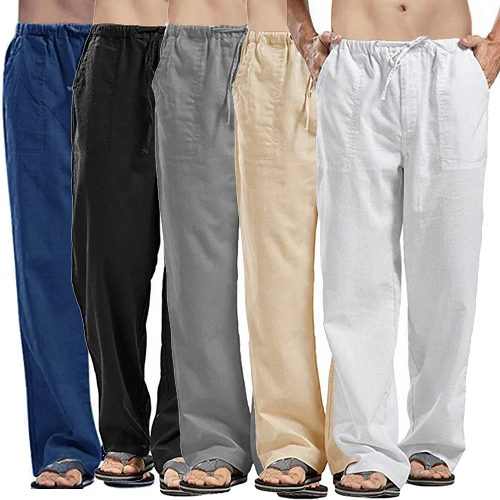 Summer Clothing Men Linen - Men's Casual Pants Cotton Linen Trousers