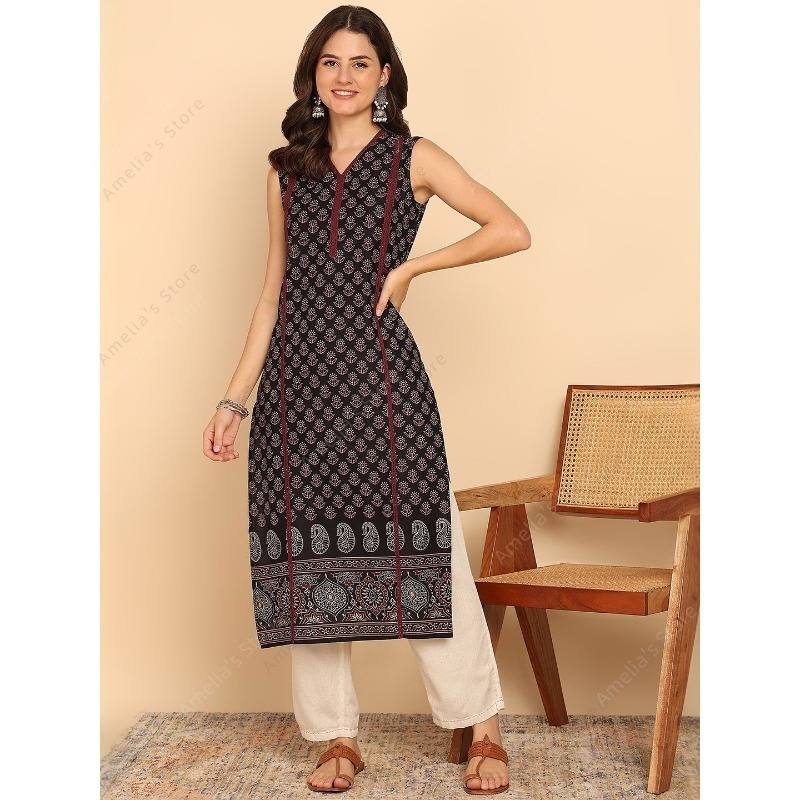 Summer Clothing India - Indian Ethnic Style Women's Black Green