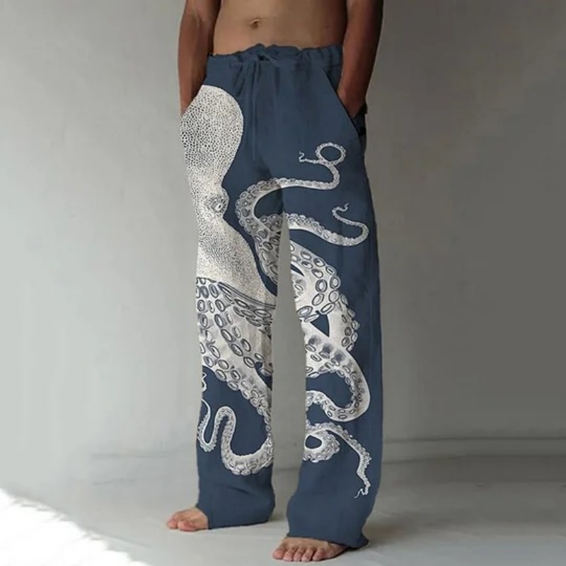 Vintage Summer Clothing Men - Japanese Art Octopus Graphic Printed Casual