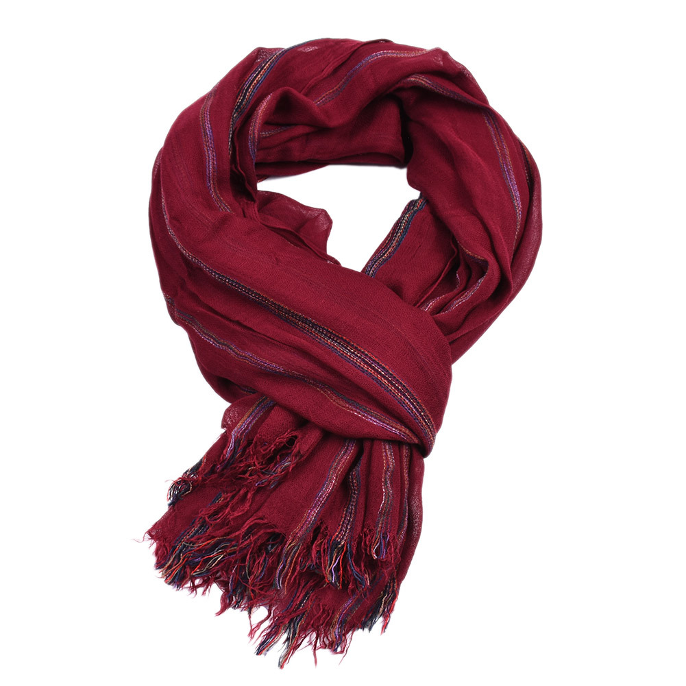Linen Shorts Men - Cotton Linen Fashion Striped Men Scarf
