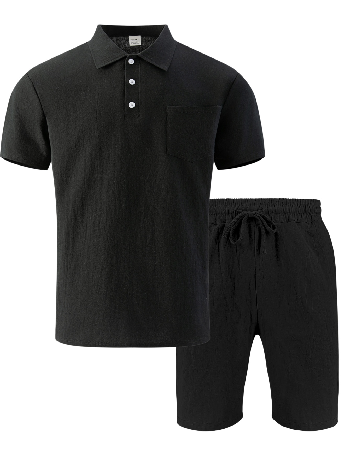 Men's Textured Linen Polo Shor - Linen Shorts Men recension och pris