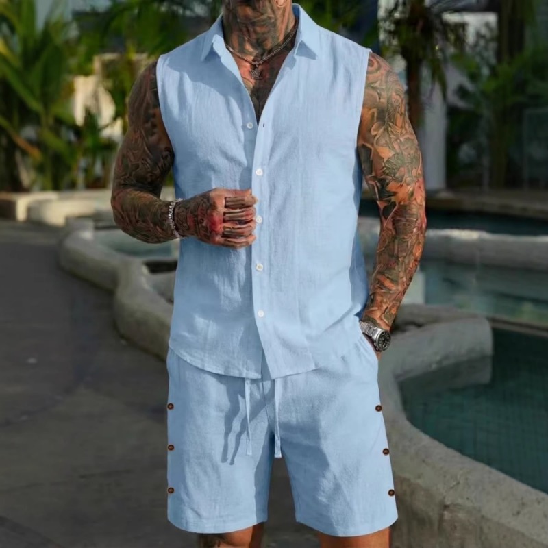 Men's 2 Piece Linen Textured S - Linen Shorts Men recension och pris