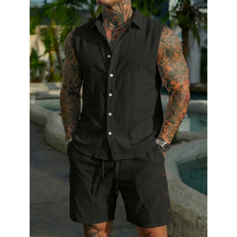 Men's 2 Piece Linen Textured S - Linen Shorts Men recension och pris