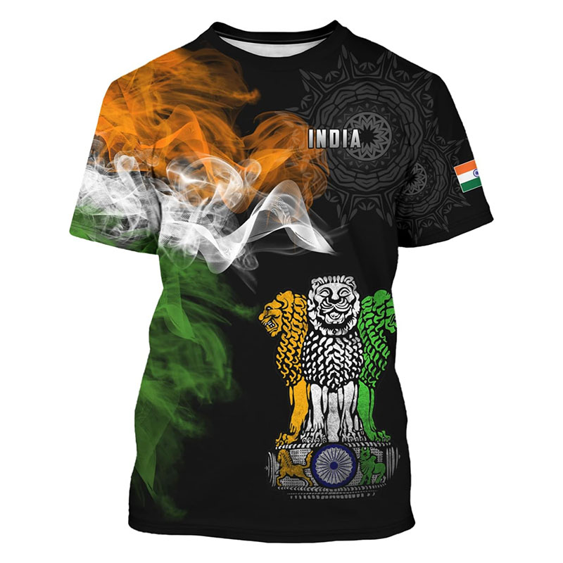 India Flag Print T-shirt Men's - Summer Clothing India recension och pris