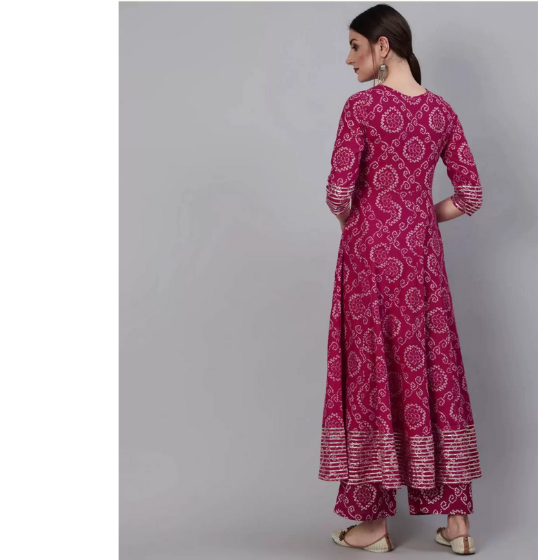 Indian Pure Cotton Rose Red Pr - Summer Clothing India recension och pris