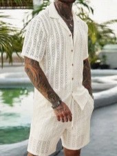 Men Crochet Knit 2 Piece Set L - Summer Clothing Sets Men recension och pris