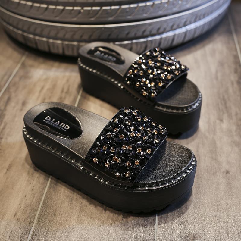 Sandals Black Woman Slippers R - Flip Flop Jeweled recension och pris