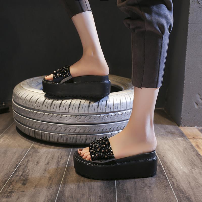 Sandals Black Woman Slippers R - Flip Flop Jeweled recension och pris