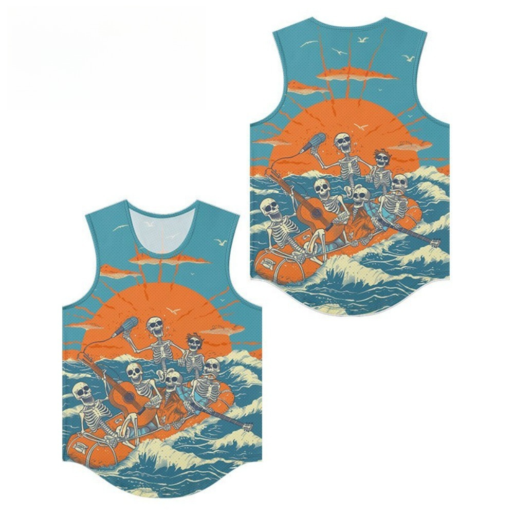 Skeleton Band Printed Men Vest - Summer Clothing Essentials Men recension och pris