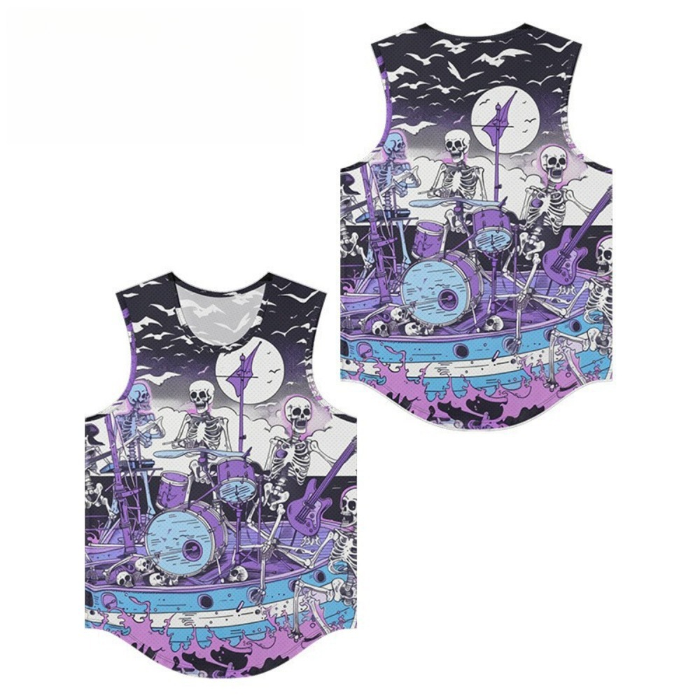 Skeleton Band Printed Men Vest - Summer Clothing Essentials Men recension och pris