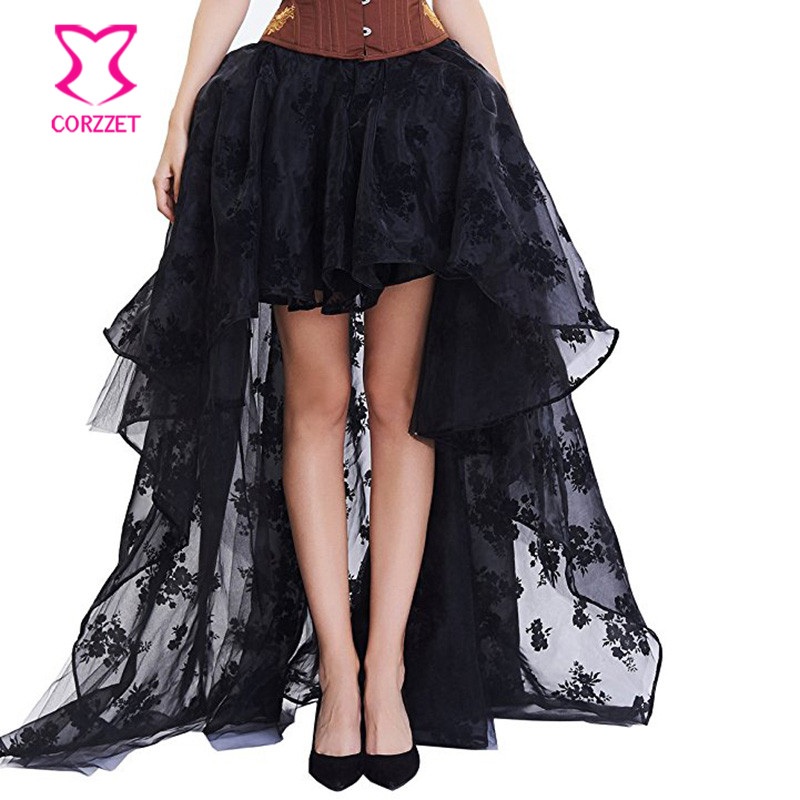 Black Floral Chiffon Front Sho - Summer Victorian Clothing recension och pris