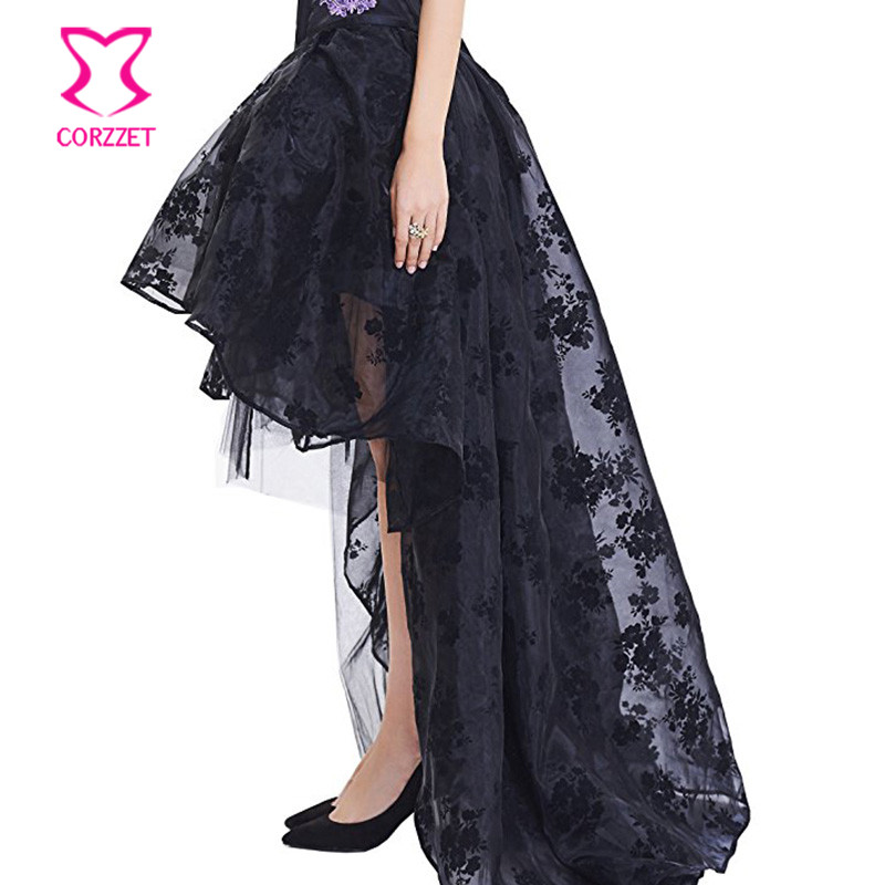Black Floral Chiffon Front Sho - Summer Victorian Clothing recension och pris