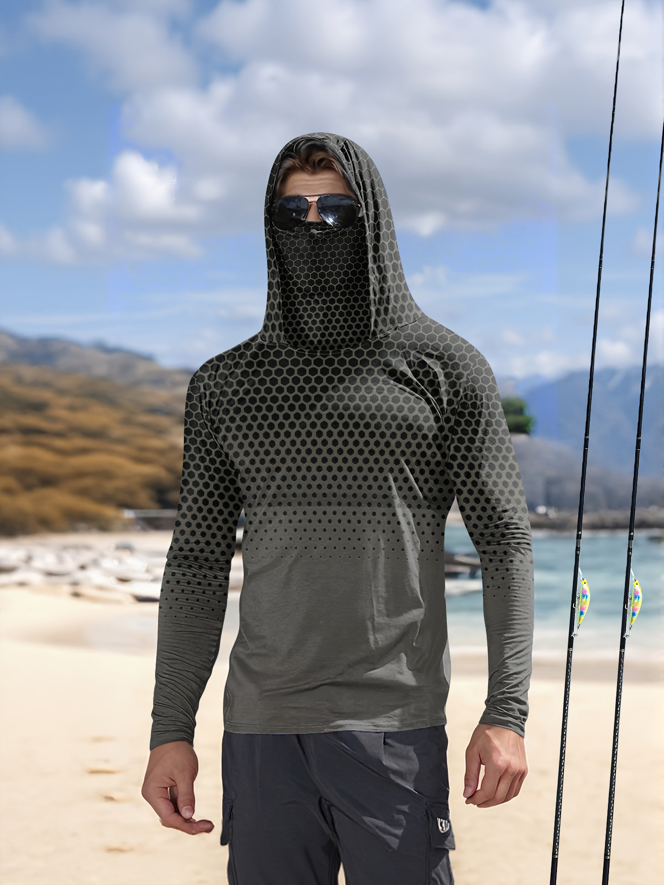 Men Hood Fishing Shirt long sl - Summer Clothing Men recension och pris