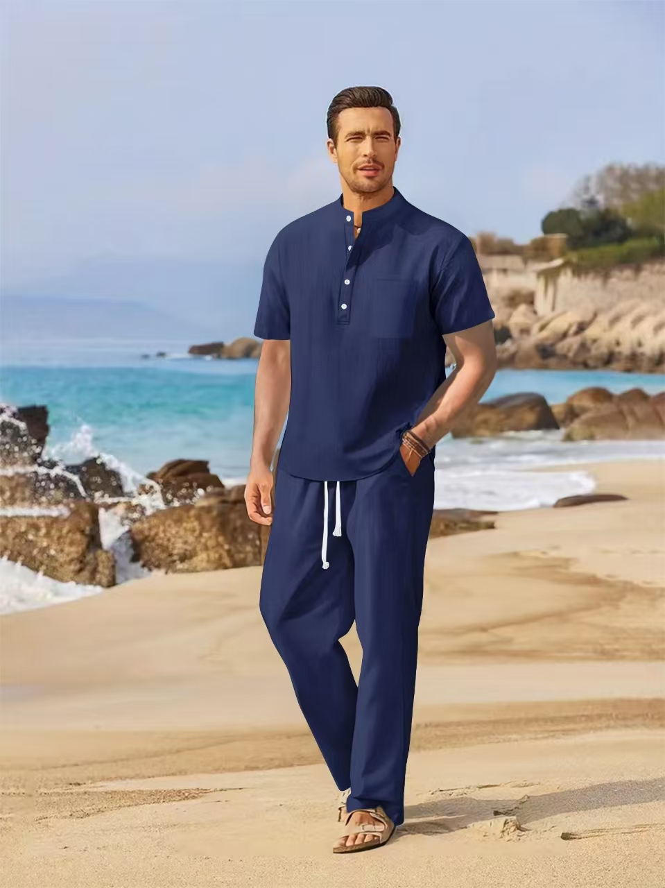Summer men's cotton and linen  - Summer Clothing Men Linen recension och pris