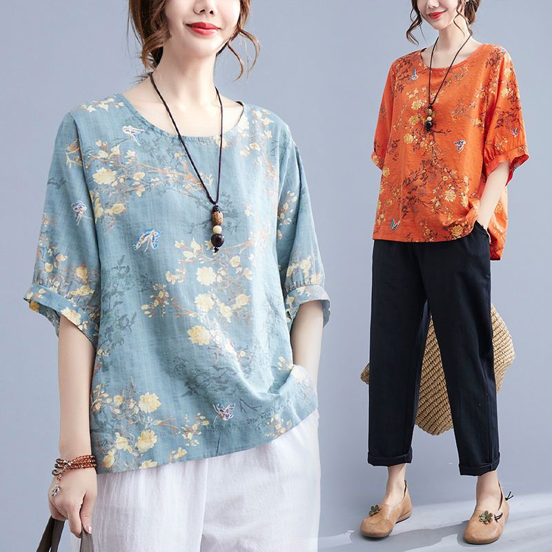 Summer New Cotton Linen Slim F - Summer Clothing Over 60 recension och pris