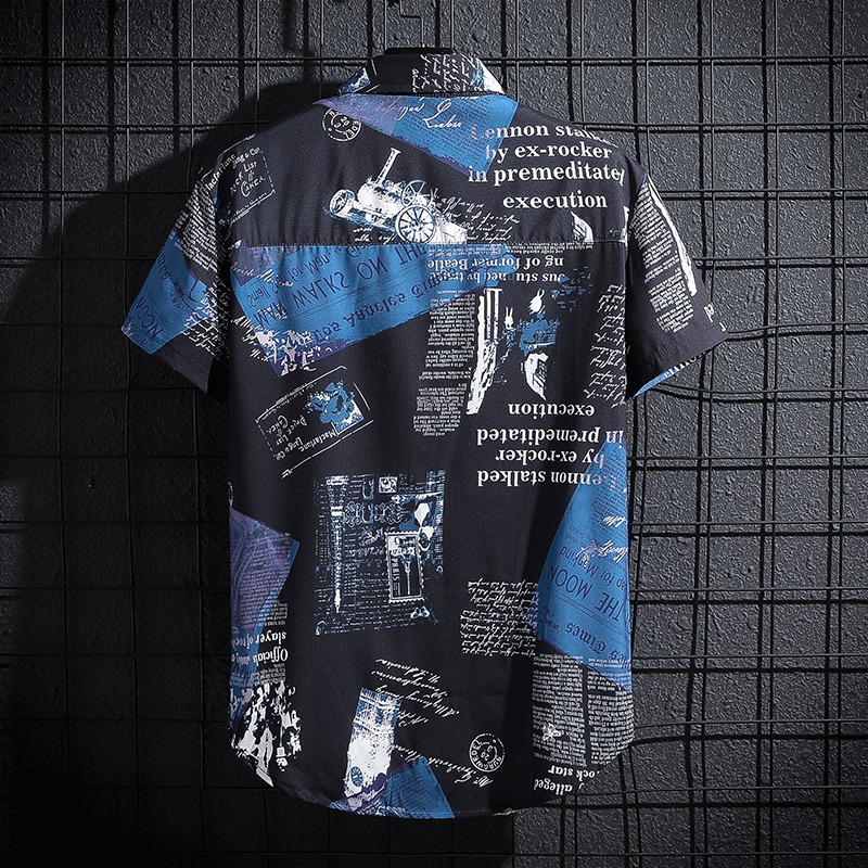 Newspaper Printed Shirt,Korean - Summer Clothing Essentials Men recension och pris