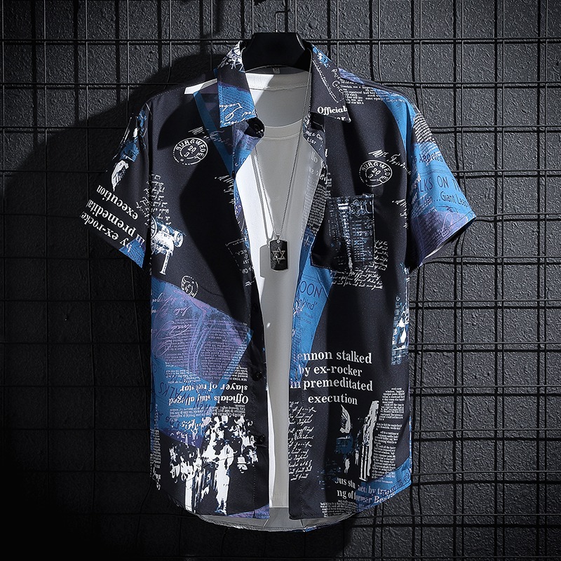 Newspaper Printed Shirt,Korean - Summer Clothing Essentials Men recension och pris