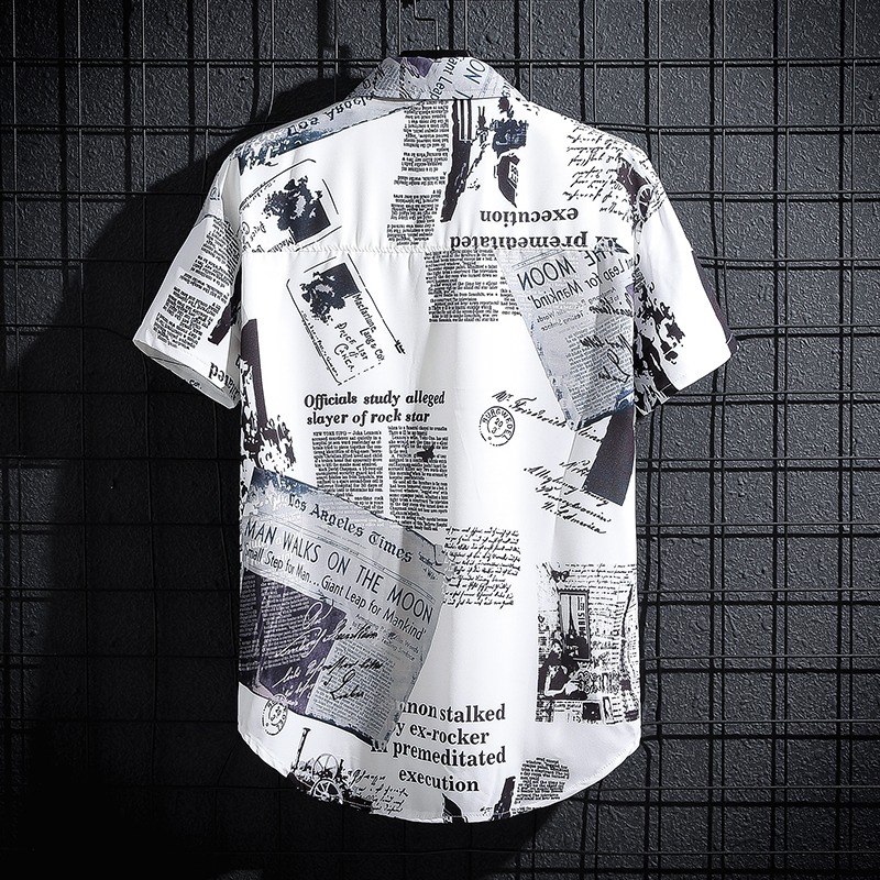 Newspaper Printed Shirt,Korean - Summer Clothing Essentials Men recension och pris