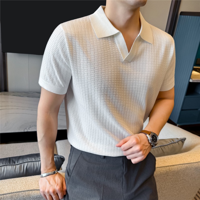 High Stretch Men Knitted Polo  - Summer Light Clothing recension och pris