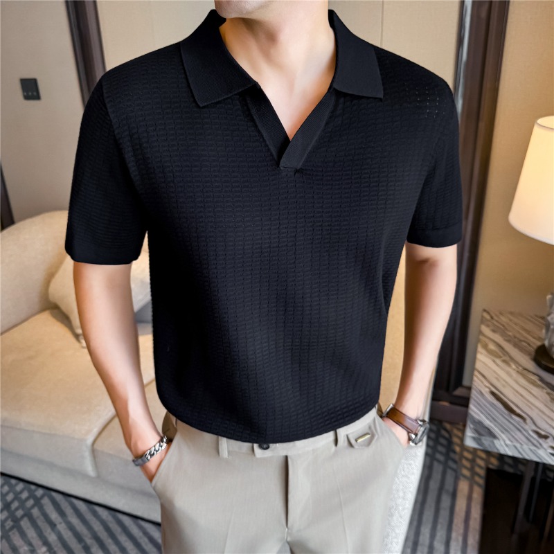 High Stretch Men Knitted Polo  - Summer Light Clothing recension och pris