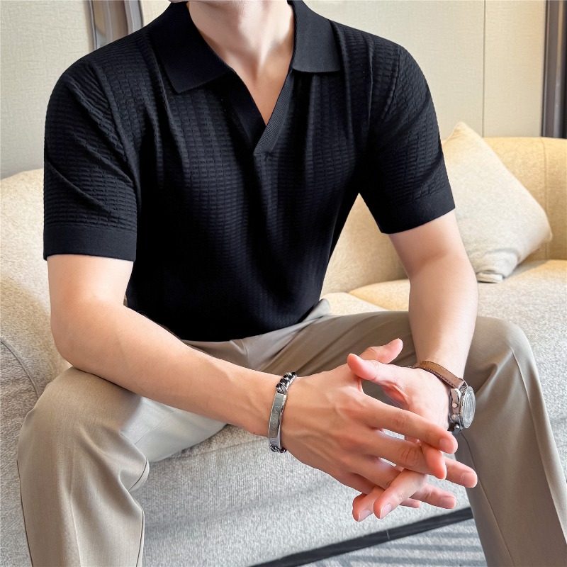 High Stretch Men Knitted Polo  - Summer Light Clothing recension och pris