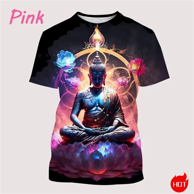 Harajuku 3D Print Buddha Shaky - Summer Clothing India recension och pris