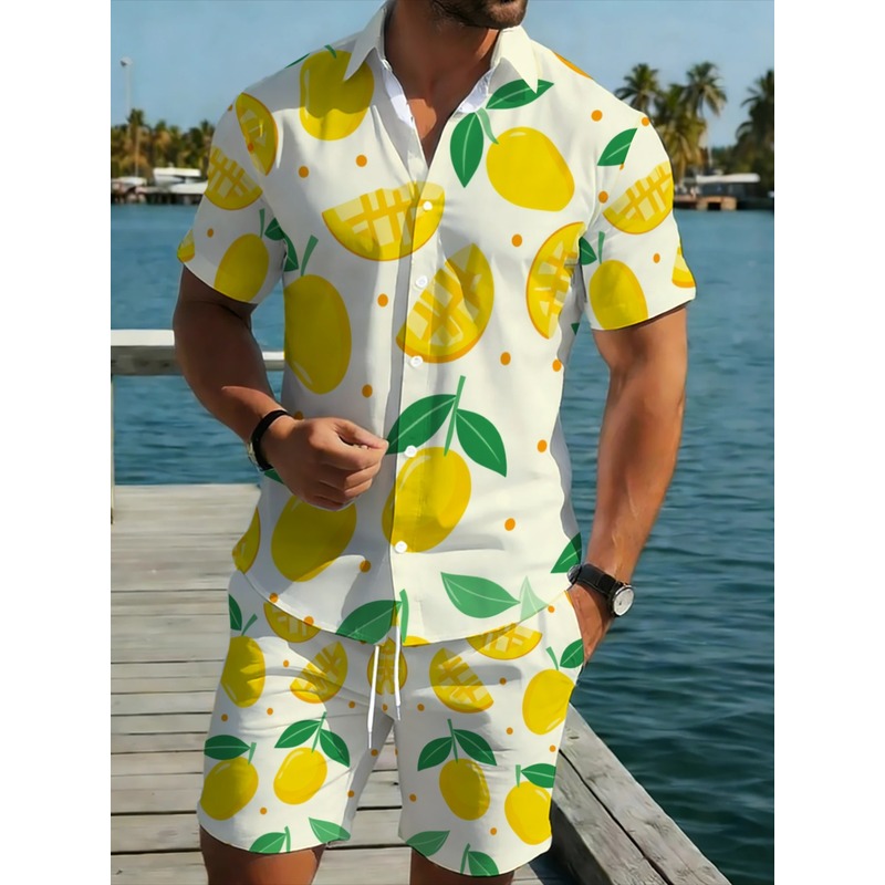 Men Linen Print Short Sleeve S - Linen Shorts Men recension och pris