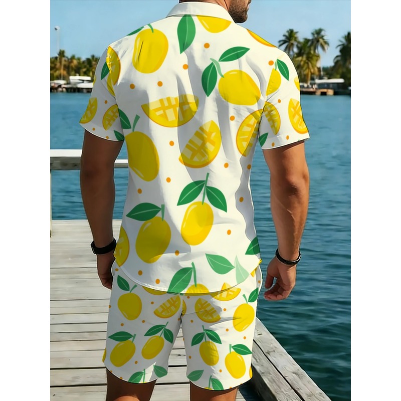 Men Linen Print Short Sleeve S - Linen Shorts Men recension och pris