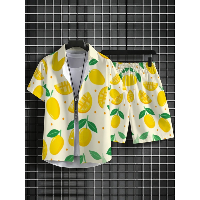 Men Linen Print Short Sleeve S - Linen Shorts Men recension och pris
