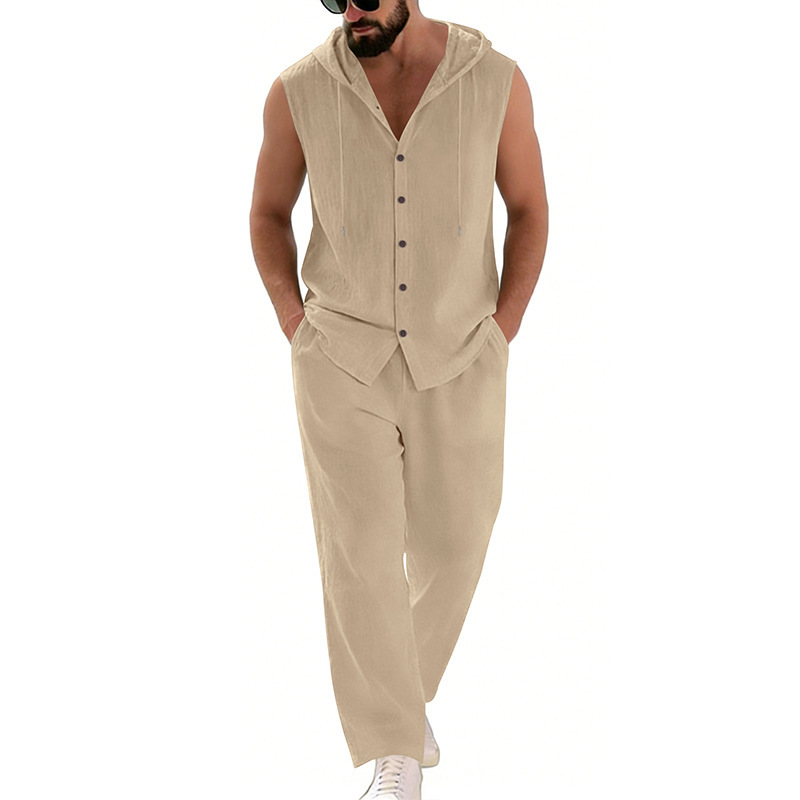 Men's Casual Linen Suit Hooded - Summer Clothing Sets Men recension och pris