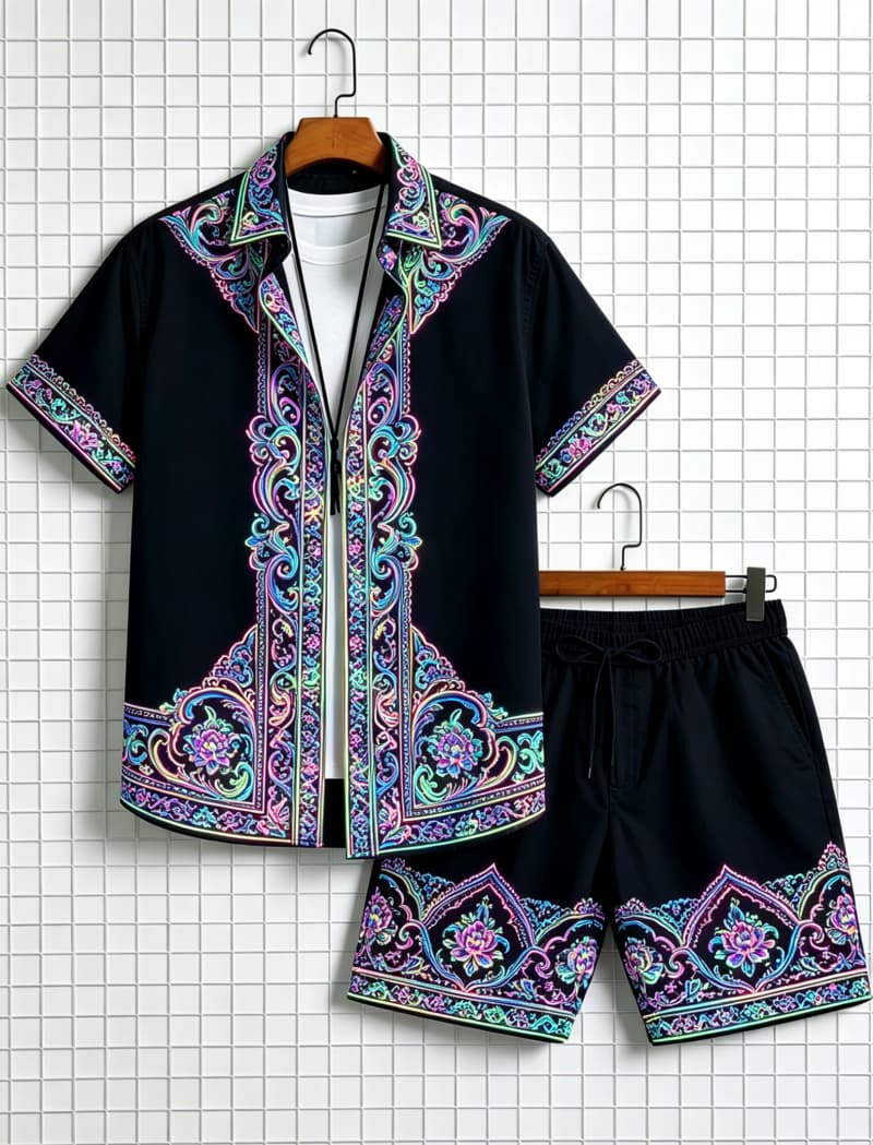 Men's ethnic border printed sh - Summer Clothing Haul recension och pris
