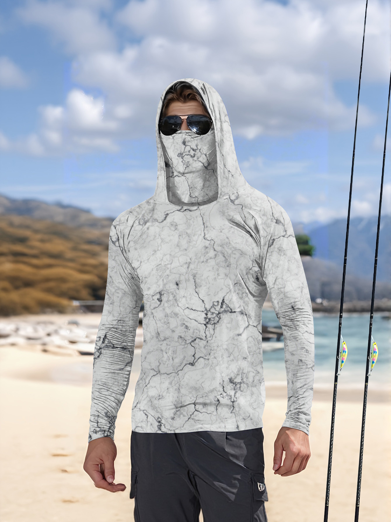 Men Hood Fishing Shirt long sl - Summer Clothing Men recension och pris
