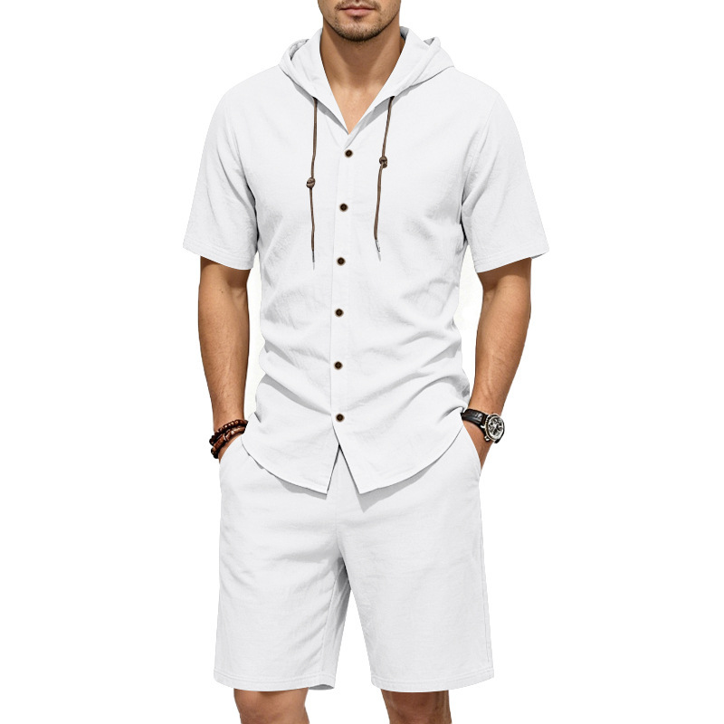 Mens Summer Linen Two Piece Se - Linen Shorts Men recension och pris