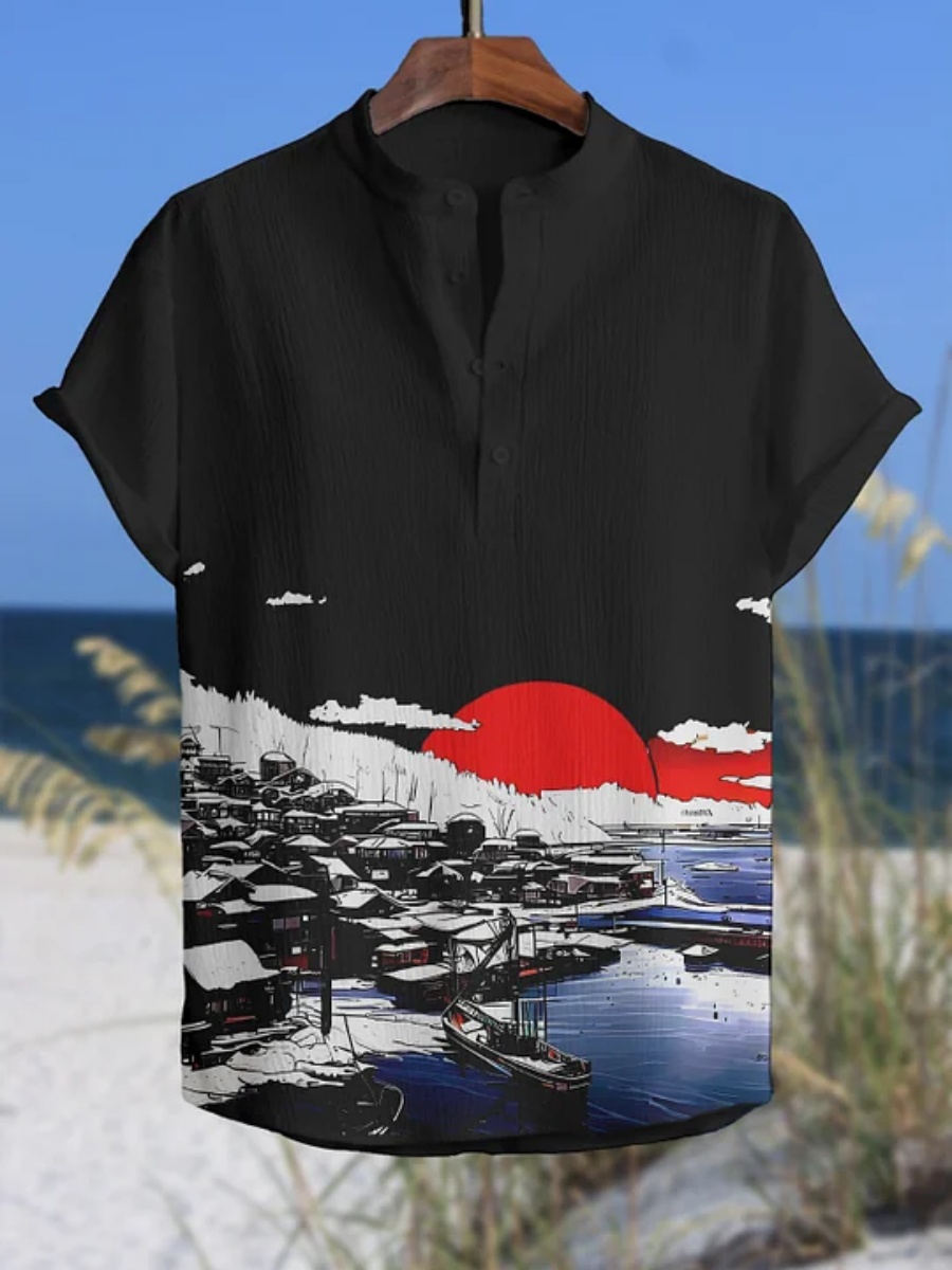 Men's polo shirt octopus print - Summer Clothing Men Linen recension och pris