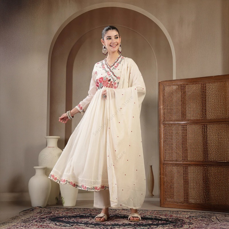 White Cotton Anarkali Kurti Se - Summer Clothing India recension och pris