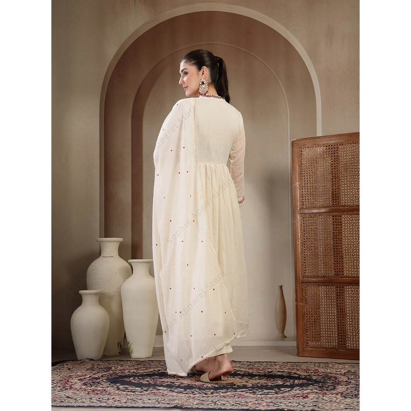 White Cotton Anarkali Kurti Se - Summer Clothing India recension och pris
