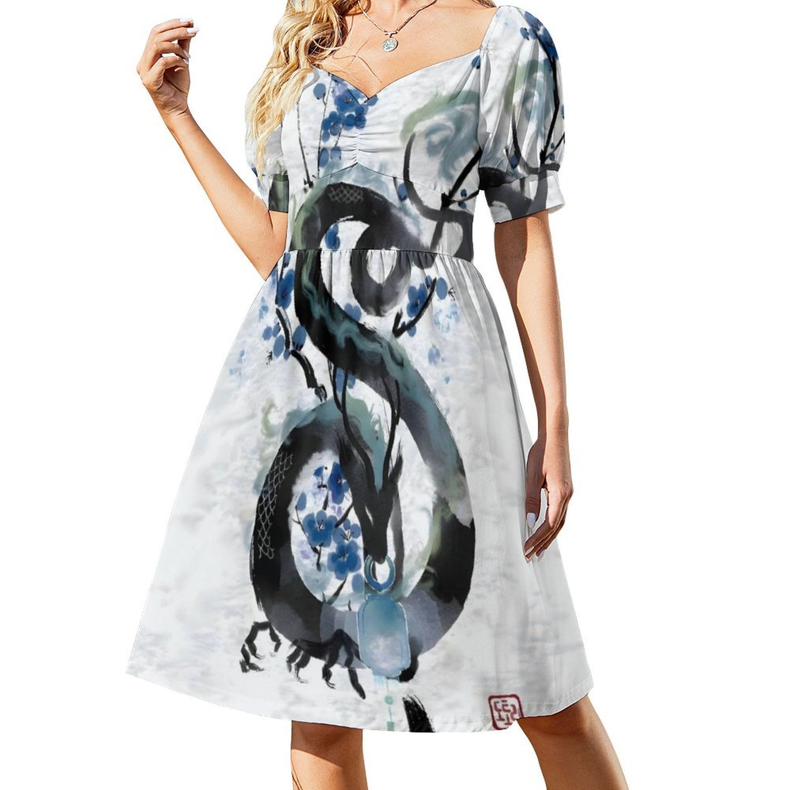 Japanese Blue Night Dragon Ink - Japan Summer Clothing Women recension och pris