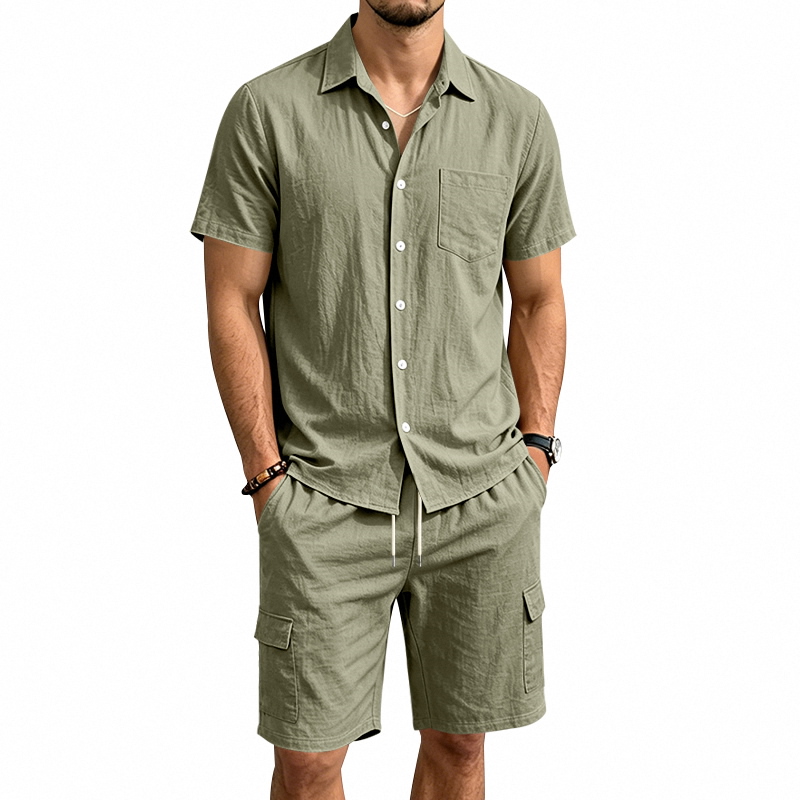Men Summer American Linen Two  - Summer Clothing Sets Men recension och pris