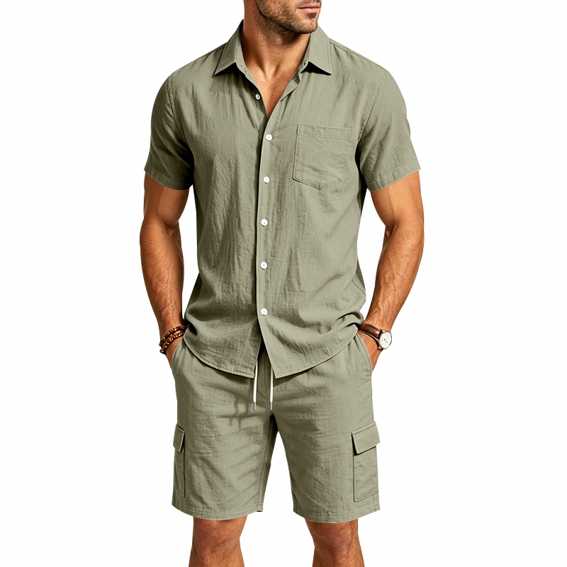 Men Summer American Linen Two  - Summer Clothing Sets Men recension och pris