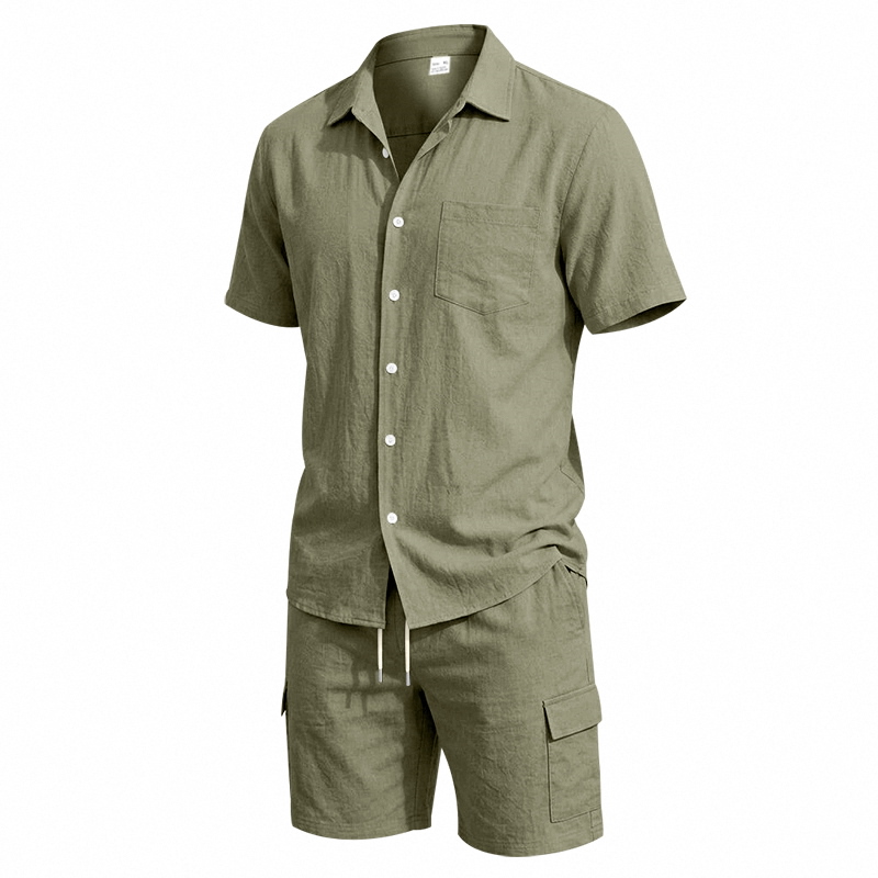 Men Summer American Linen Two  - Summer Clothing Sets Men recension och pris