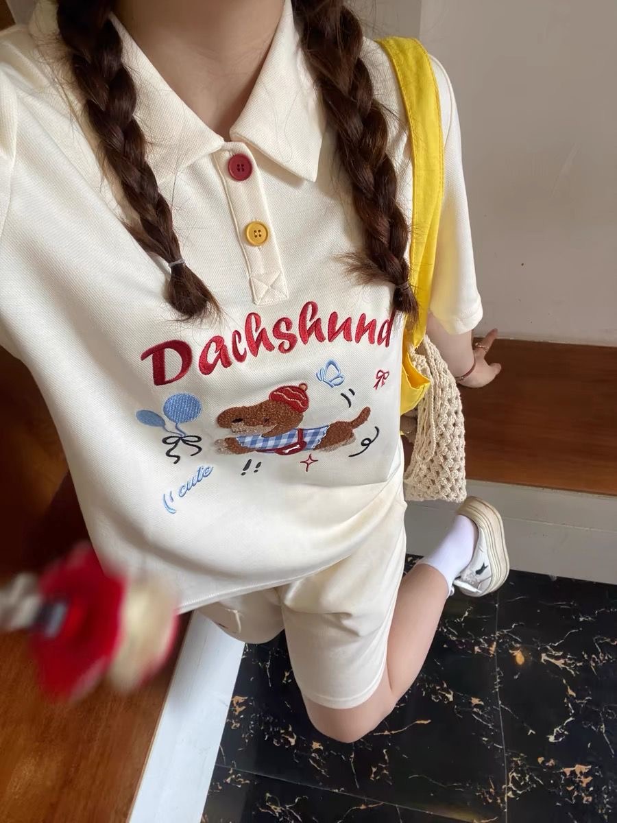 Kawaii Embroidery Dog Japan St - Japan Summer Clothing Women recension och pris
