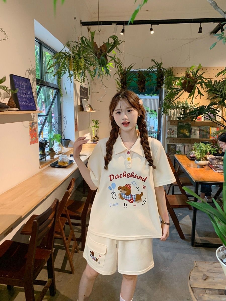 Kawaii Embroidery Dog Japan St - Japan Summer Clothing Women recension och pris